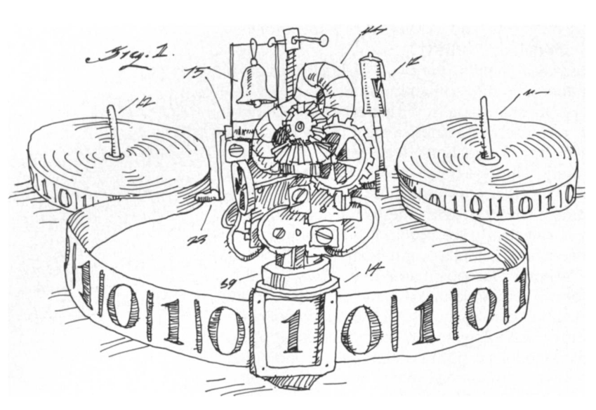 Cartoon of a Turing Machine by Tom Dunne 2002